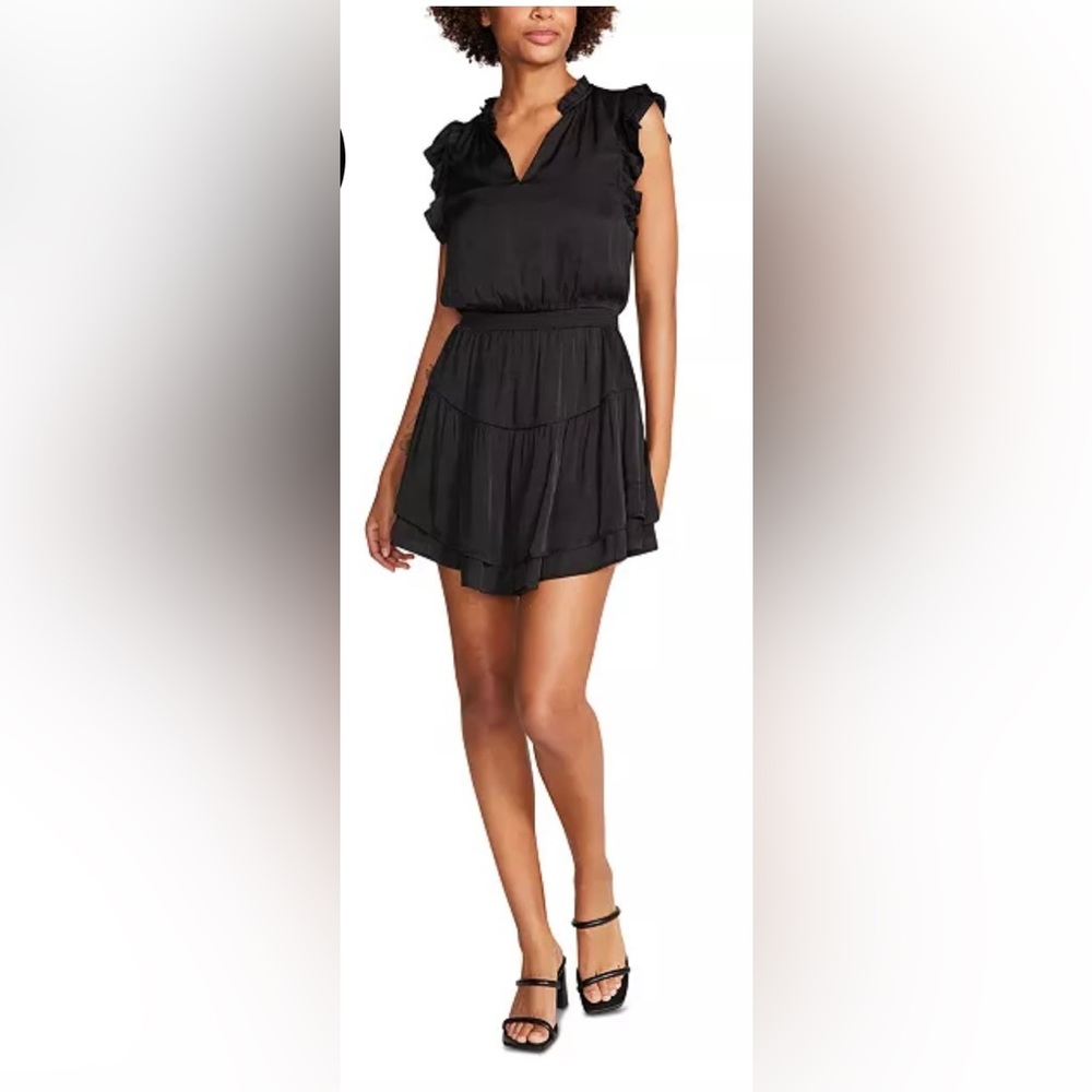 New Steve Madden Satin Ruffled Mini Dress